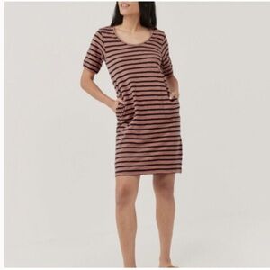 Pact Summer T-shirt Avery Dress Harvest Striped Organic Cotton W1466 Sz M